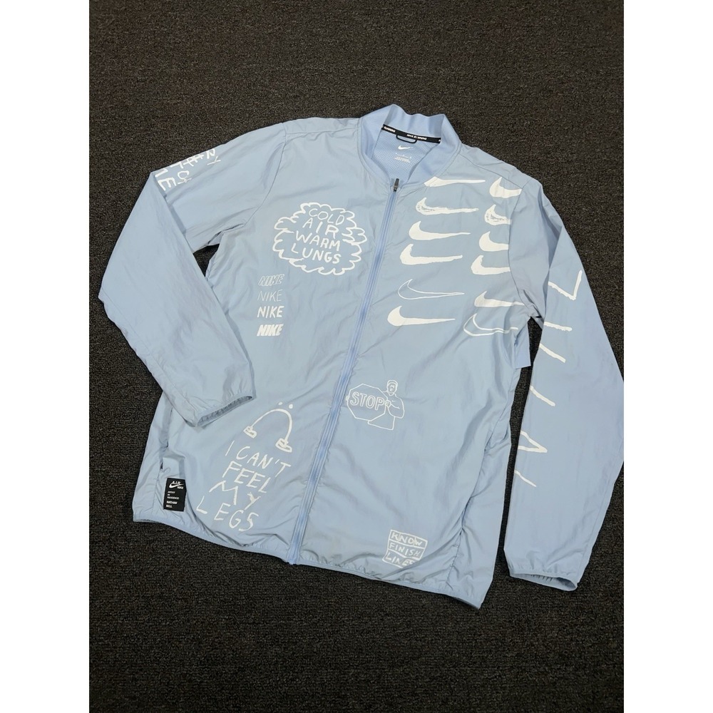 Nike Nathan Bell Run Track Jacket Men's Medium Blue Windbreaker Full Zip